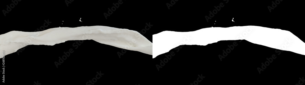 3D illustration of a milk flow with alpha layer 3D illustration of a milk flow with alpha layer