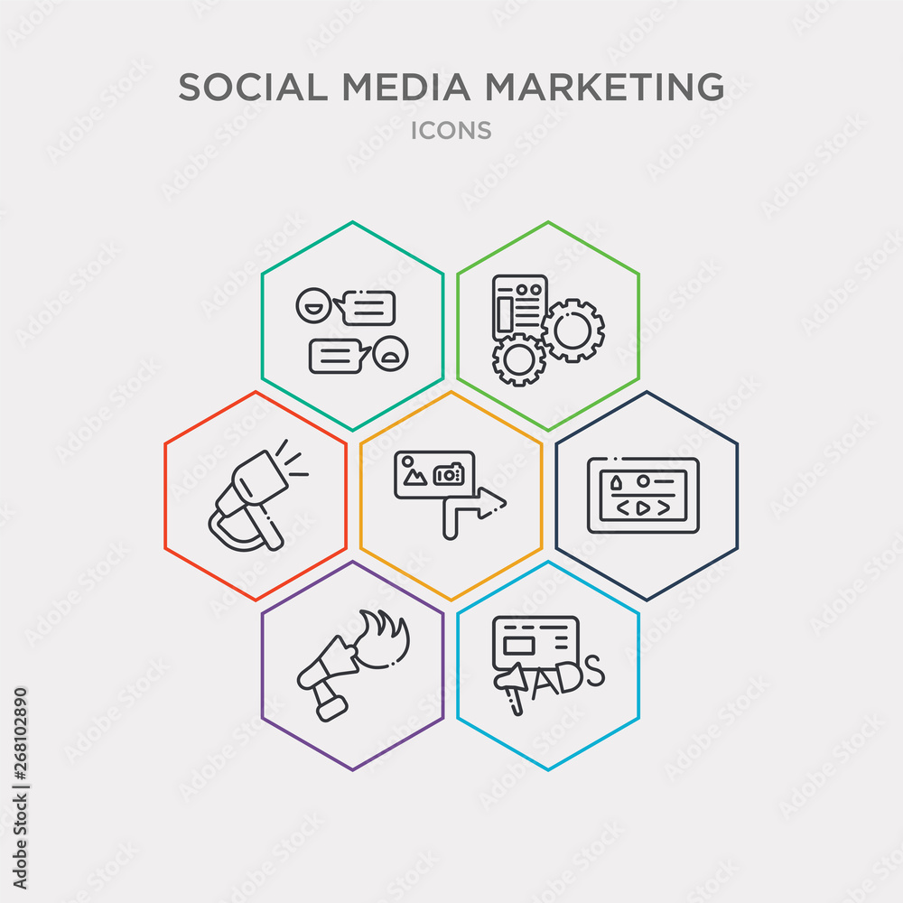 simple set of ads, trending, video player, photo share icons, contains such as icons marketing, options, feedback and more. 64x64 pixel perfect. infographics vector simple set of ads, trending, video player, photo share icons, contains such as icons marketing, options, feedback and more. 64x64 pixel perfect. infographics vector