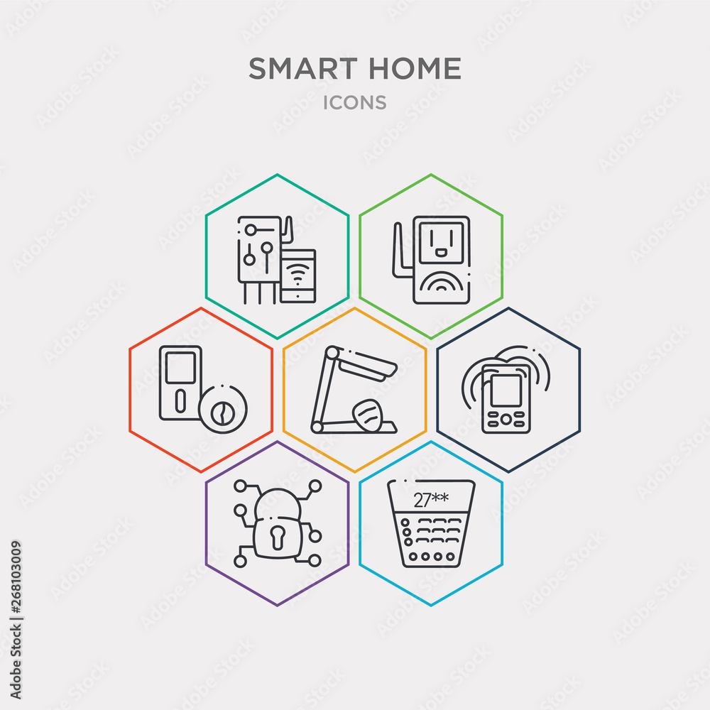 simple set of security code, security system, smart home console, smart lamp icons, contains such as icons smart lock, plug, switch and more. 64x64 pixel perfect. infographics vector simple set of security code, security system, smart home console, smart lamp icons, contains such as icons smart lock, plug, switch and more. 64x64 pixel perfect. infographics vector