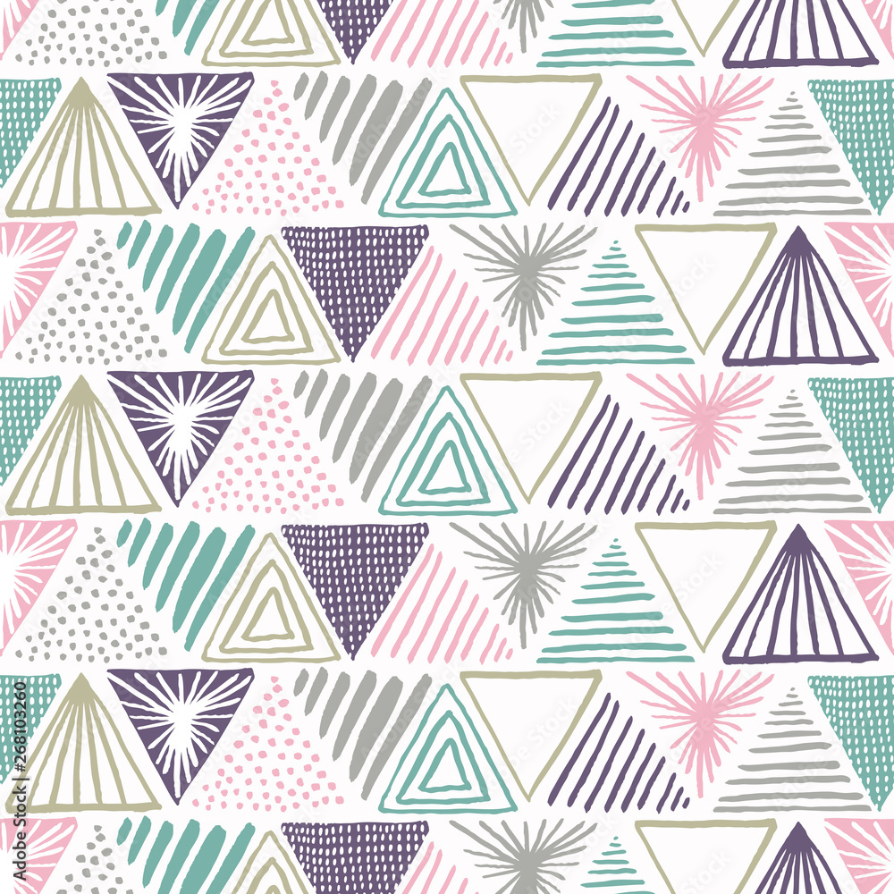 Hand drawn triangle seamless pattern. Vector illustration. Hand drawn triangle seamless pattern. Vector illustration.