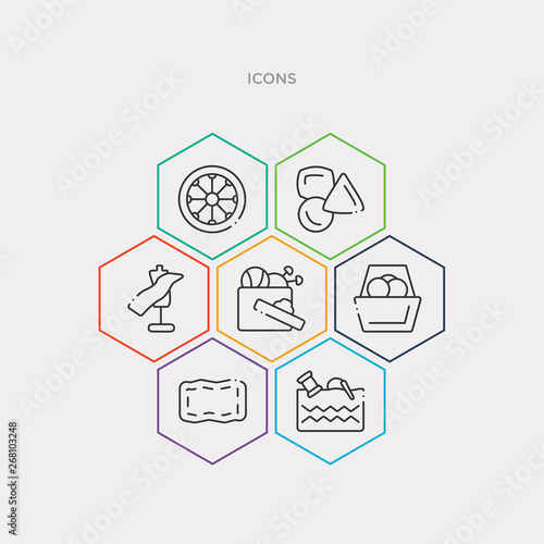simple set of seam, sew pattern, sewing basket, sewing box icons, contains such as icons sewing craft, marker, spokes and more. 64x64 pixel perfect. infographics vector