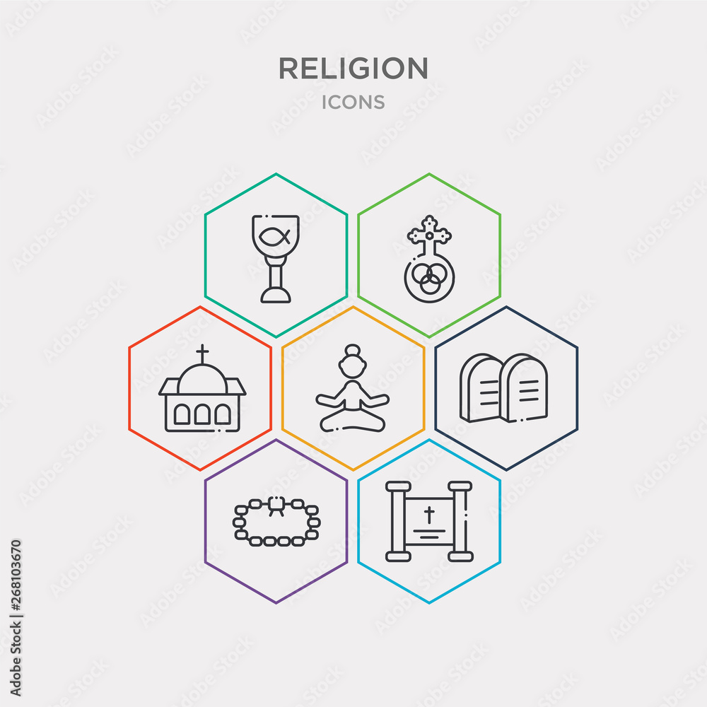 simple set of crown of thorns, holy scriptures, bead, commandments icons, contains such as icons buddhism, vatican, holy trinity and more. 64x64 pixel perfect. infographics vector