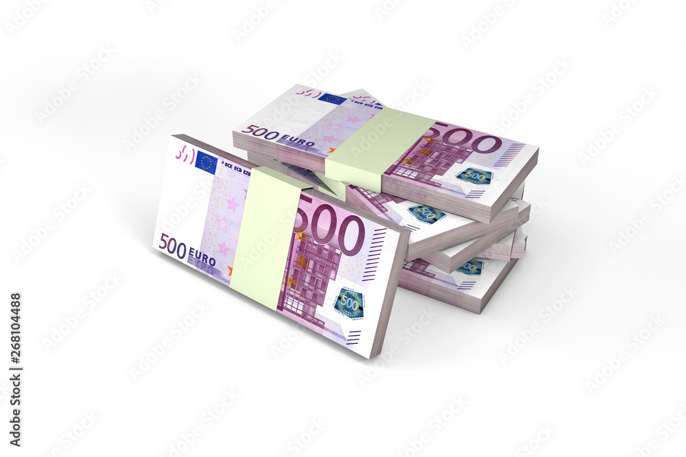 Stack of Five Hundred Euro Banknotes Render Stack of Five Hundred Euro Banknotes Render