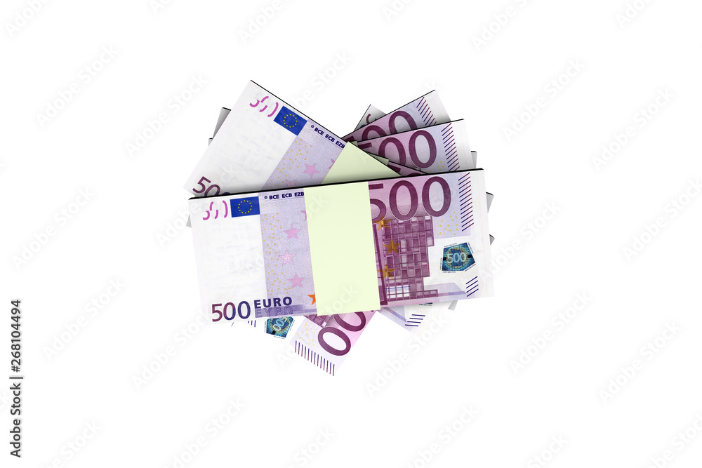 Stack of Five Hundred Euro Banknotes Render Stack of Five Hundred Euro Banknotes Render