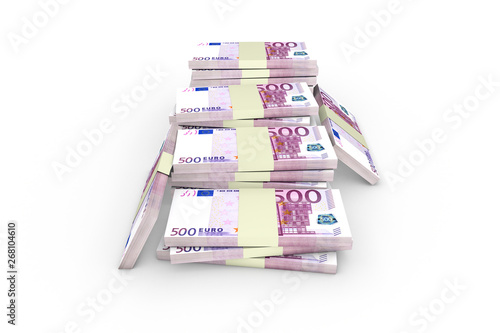 Stack of Five Hundred Euro Banknotes Render