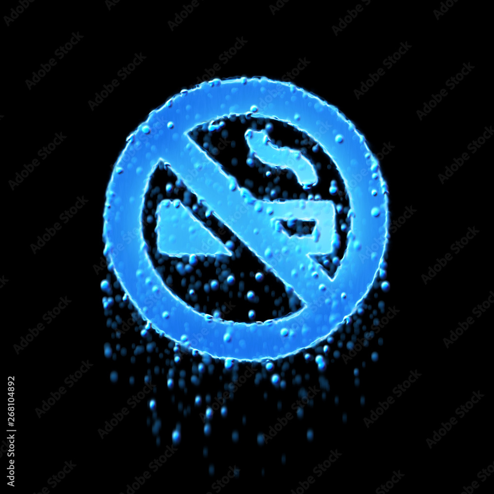 Wet symbol smoking ban is blue. Water dripping Wet symbol smoking ban is blue. Water dripping