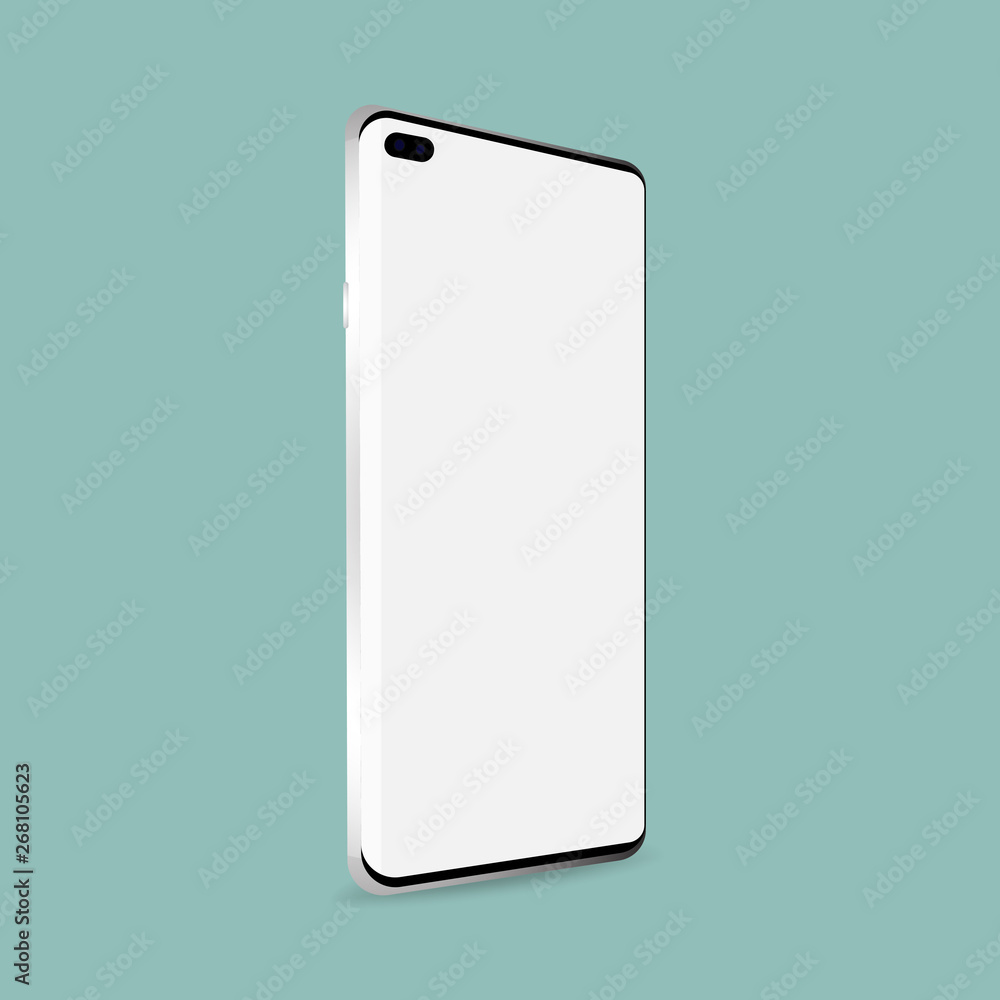 Left smartphone s10 mockup isolated on background Left smartphone s10 mockup isolated on background