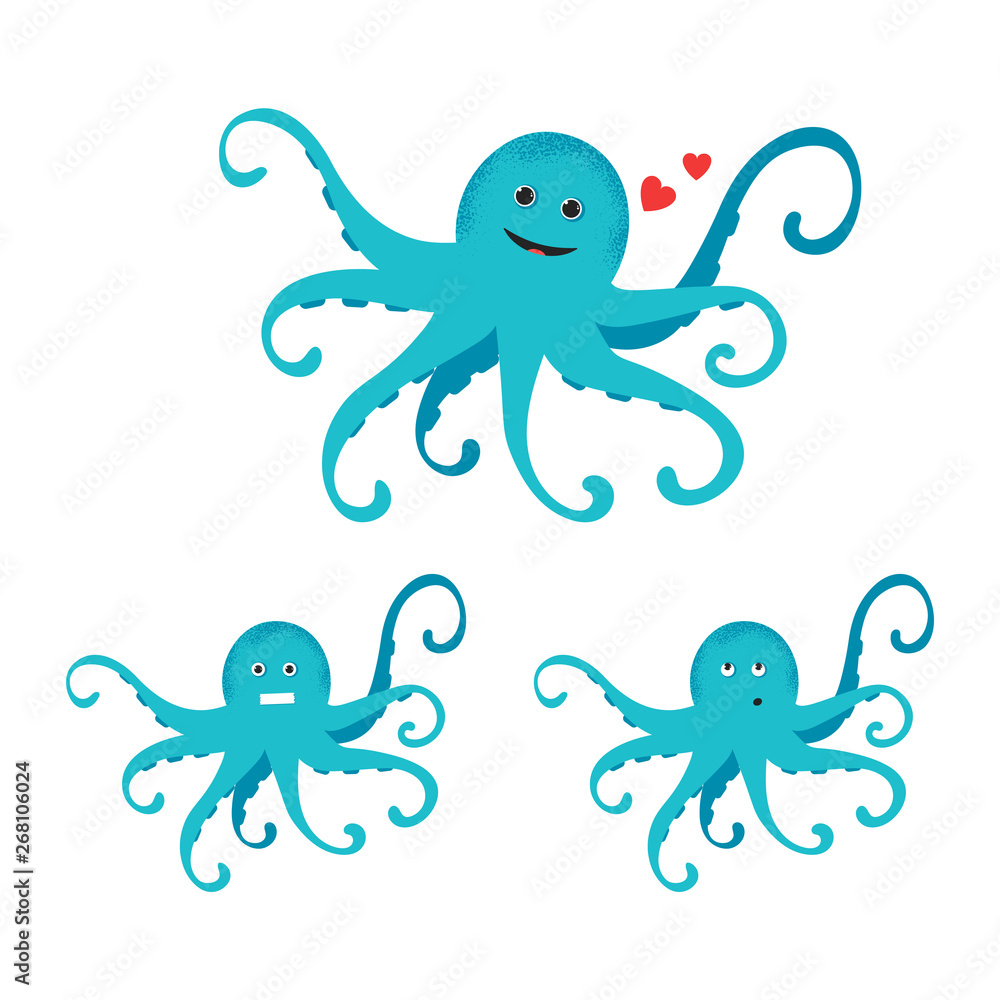 Cute cartoon blue octopus drawing Cute cartoon blue octopus drawing