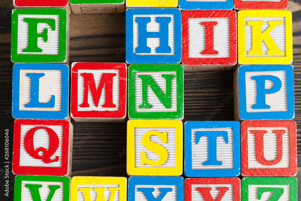Alphabet blocks ABC on wooden table. Alphabet blocks ABC on wooden table.