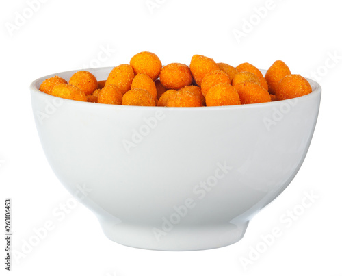 Peanut, corn puffs isolated with white background