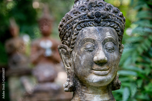 Buddha Stone Bust in Nature © Joel Dauteuil
