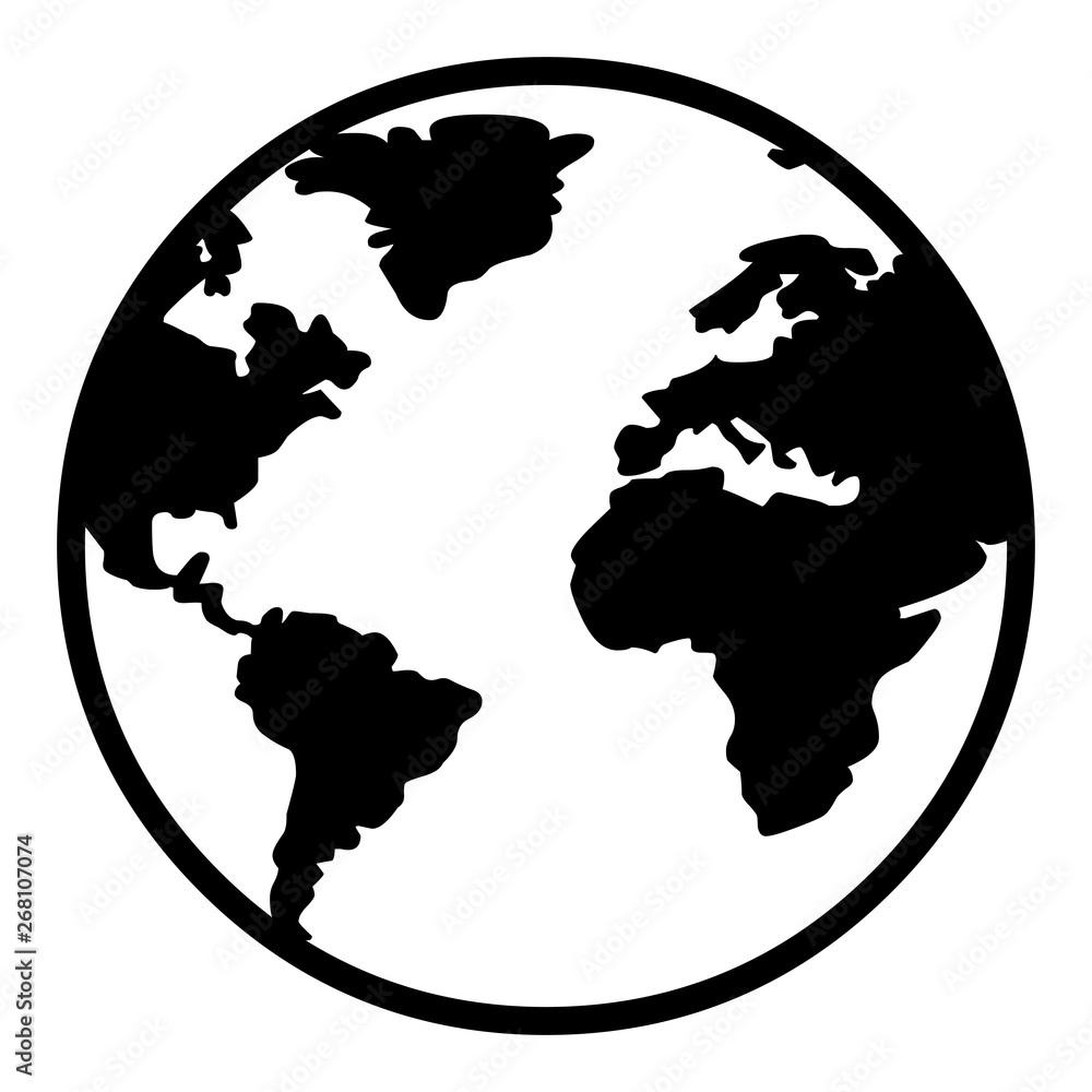 Schwarz-weißes Globus-Icon / Vektor, freigestellt Stock-Vektorgrafik |  Adobe Stock
