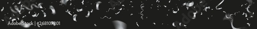 weites Panorama wild fallendes Konfetti schwarz silber