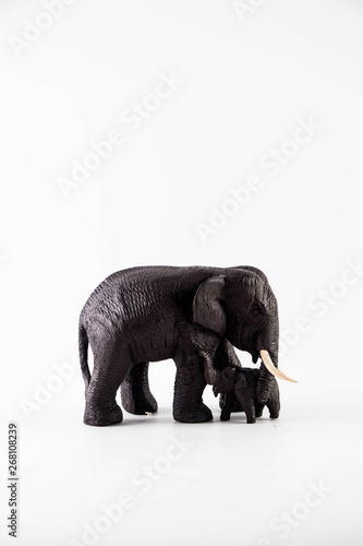 Elephant family carved from wood