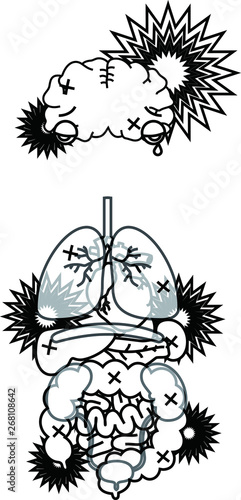 Illustration of cute human organs outline