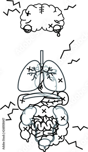 Illustration of cute human organs outline