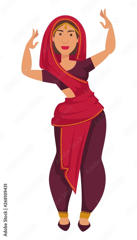 Indian woman in sari dancing tradition and customs of India Indian woman in sari dancing tradition and customs of India
