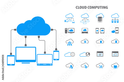 Cloud computing - Devices connected to the "cloud". EPS10 vector.