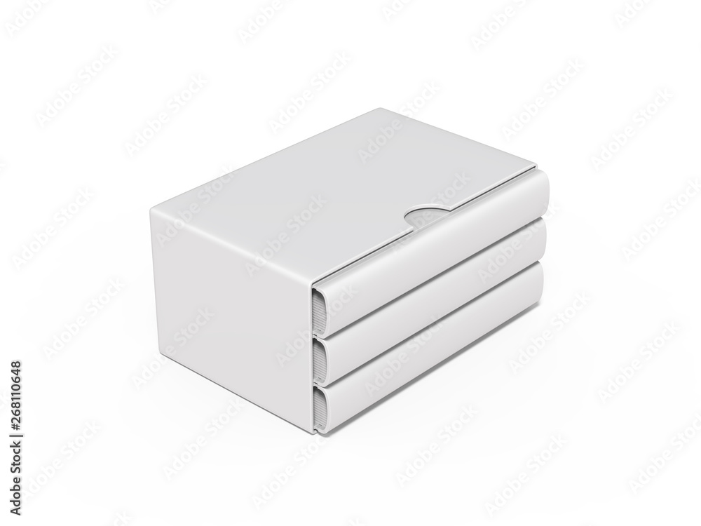 Blank boxed book set mock up template on isolated white background, ready for your design presentation, 3d illustration Blank boxed book set mock up template on isolated white background, ready for your design presentation, 3d illustration