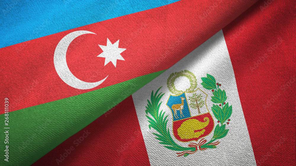 Azerbaijan and Peru two flags textile cloth, fabric texture Azerbaijan and Peru two flags textile cloth, fabric texture