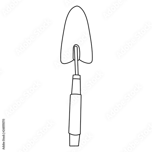  isolated, garden trowel, for working in the garden, sketch