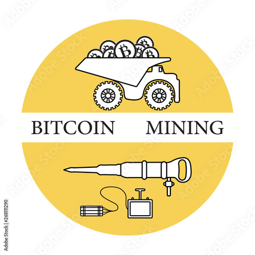 Dumper with bitcoins, dynamite and jackhammer.