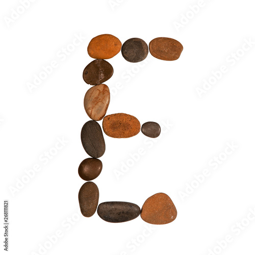 letters of the English alphabet, made of sea stones