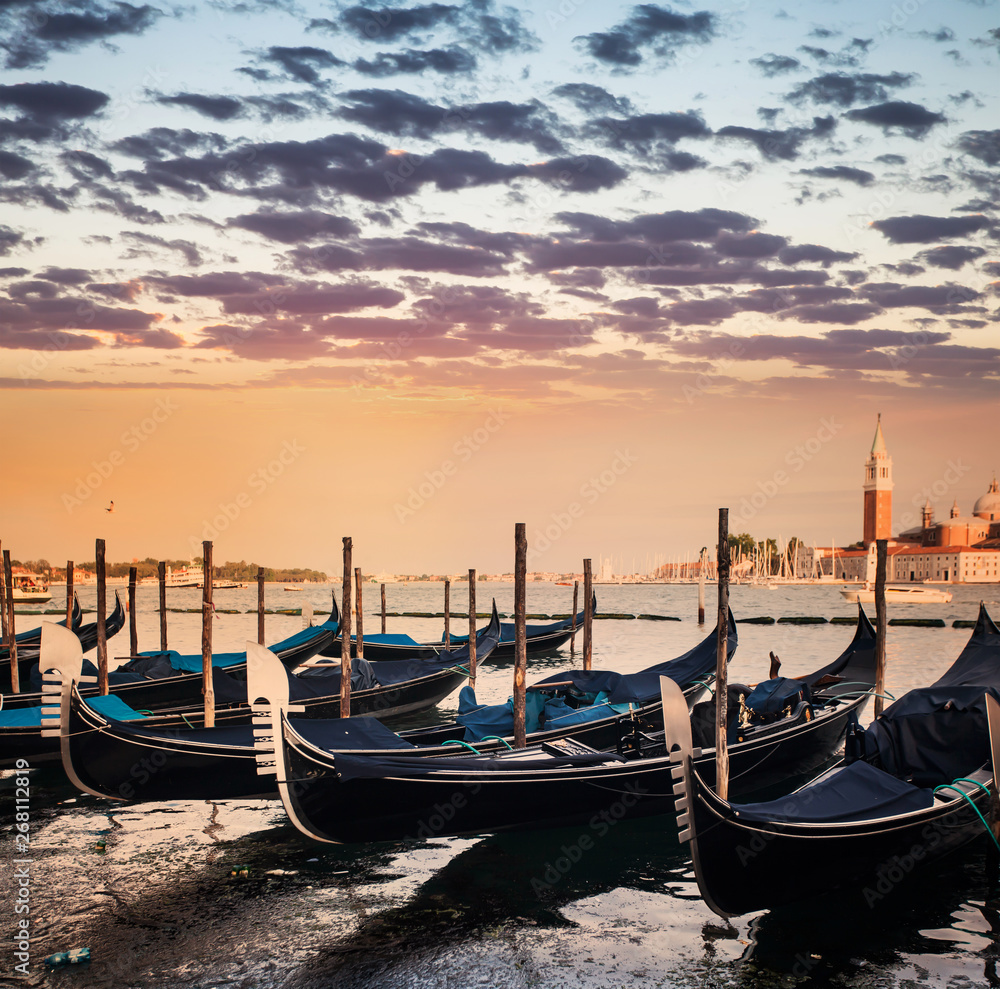 Gondolas on Grand Canal of Venice