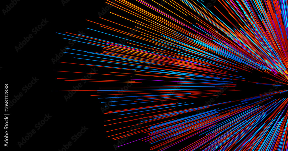 Abstract big data background wallpaper design. Motion pattern texture with shine colorful lines and cubes. Modern light shiny backdrop illustration. 3D render - obrazy, fototapety, plakaty 
