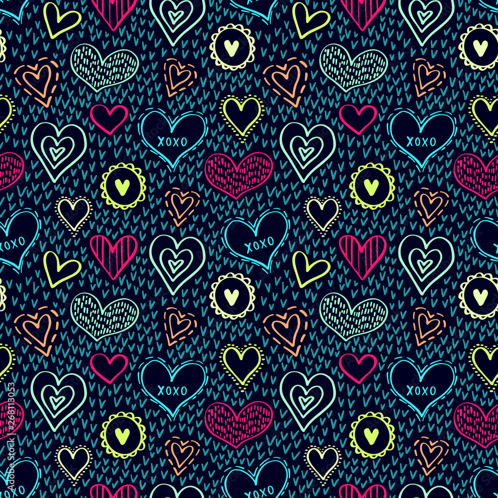 Fototapeta premium Seamless Hearts Pattern-05