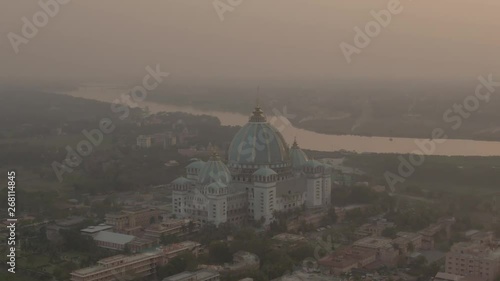 Mayapur TOVP aerial, India, 4k drone footage ungraded/flat photo