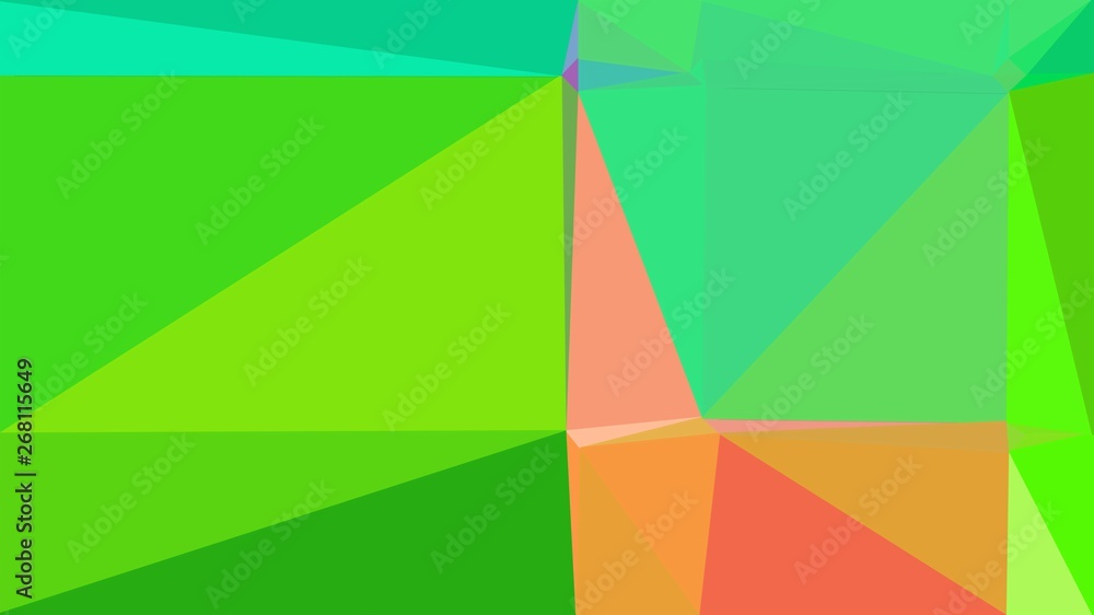 abstract geometric background with triangles and moderate green, medium sea green and lime green colors. for poster, banner, wallpaper or texture