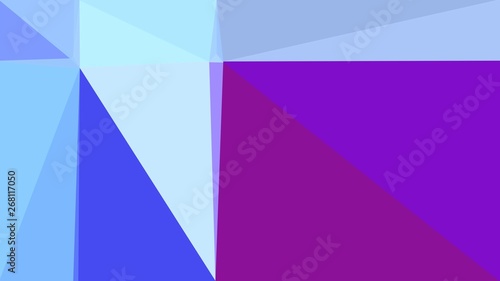 Abstract color triangles geometric background with light blue, dark violet and royal blue colors for poster, cards, wallpaper or texture