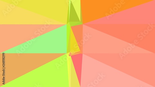 abstract geometric background with light salmon  green yellow and vivid orange colors. geometric triangle style composition for poster  cards  wallpaper or texture