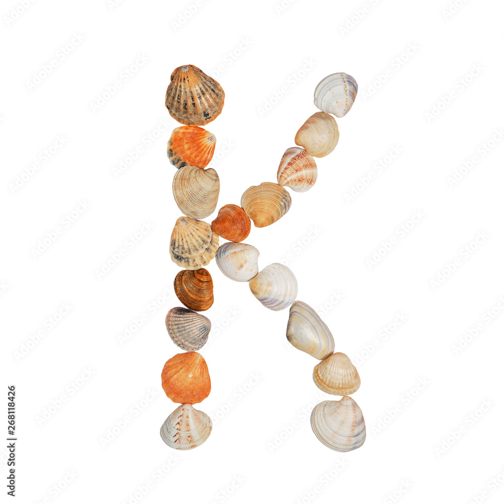 letters of the English alphabet, made of seashells letters of the English alphabet, made of seashells