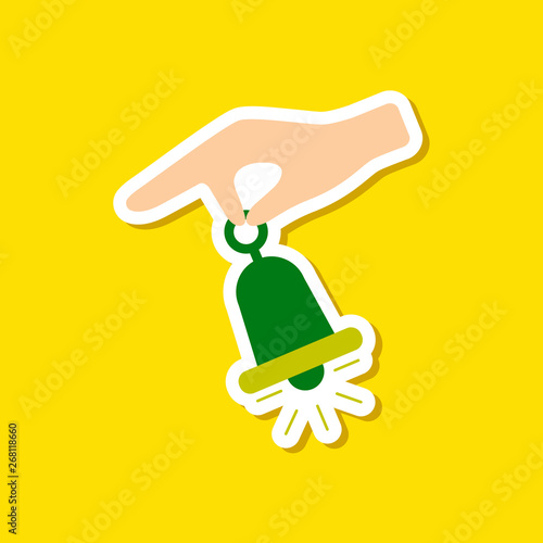 paper sticker on stylish background hand bell