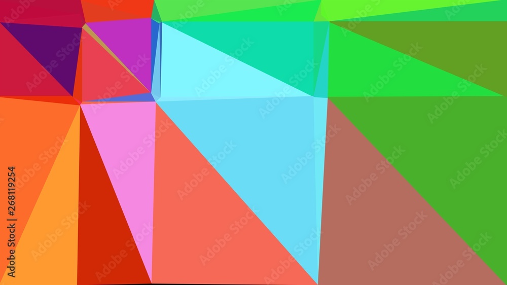 abstract geometric background with triangles and peru, lime green and indian red colors. for poster, banner, wallpaper or texture