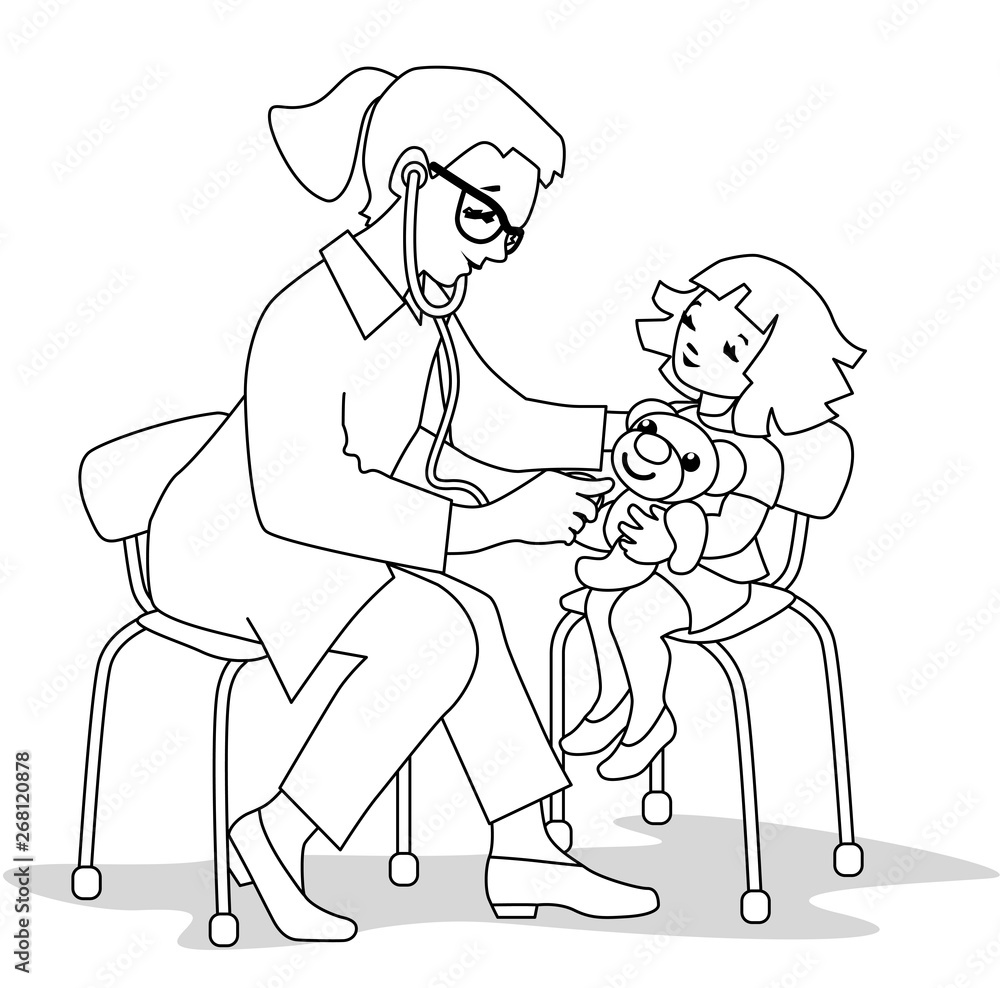 Vector Illustration of child and doctor.