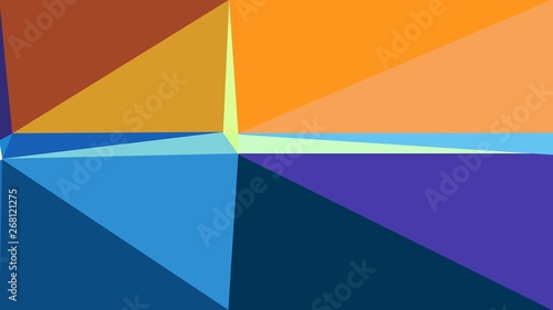 pastel orange, strong blue and sienna multi color background art. abstract triangle style composition for poster, cards, wallpaper or texture