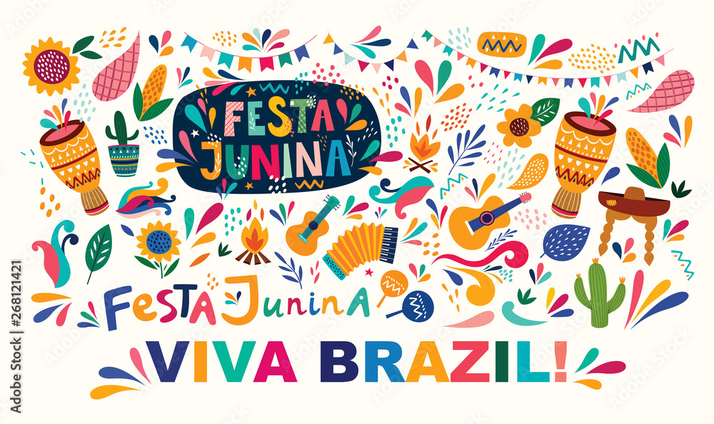 Beautiful vector illustration with design for Brazil holiday Festa Junina Beautiful vector illustration with design for Brazil holiday Festa Junina