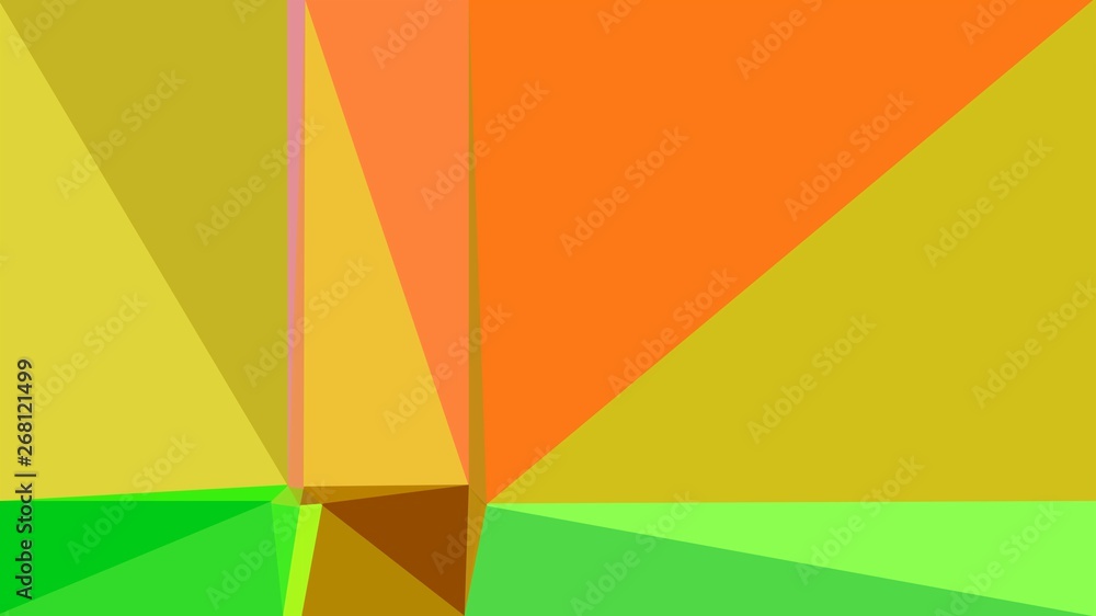 abstract geometric background with golden rod, lime green and green yellow colors. geometric triangle style composition for poster, cards, wallpaper or texture
