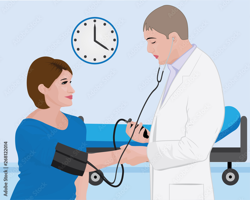 Blood pressure measuring cardio exam visit to a doctor Blood pressure measuring cardio exam visit to a doctor