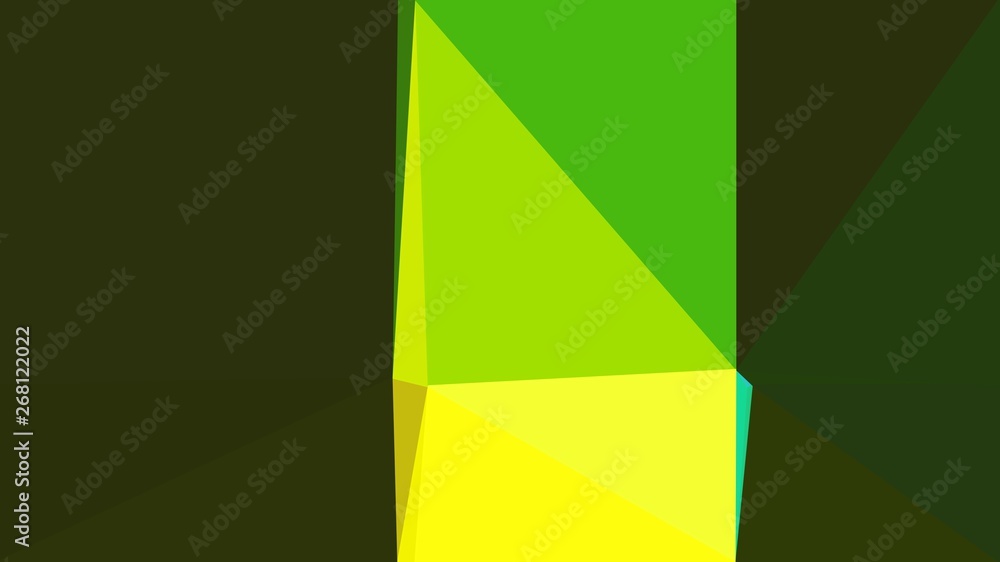 very dark green, green yellow and lime green multicolor background art.  simple geometric shape background for poster, banner design, wallpaper or  texture Stock Photo | Adobe Stock