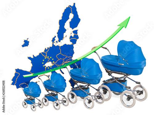 Foto Growing birth rate in the European Union, concept. 3D rendering