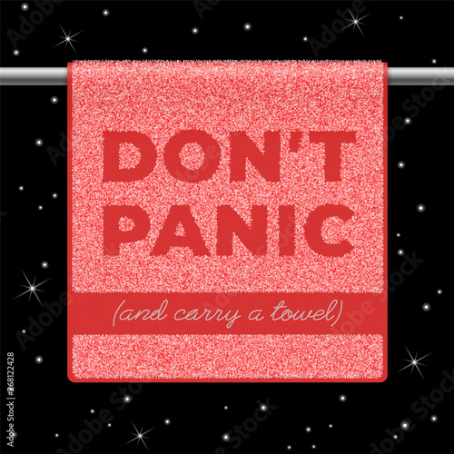 Vector illustration. for 25 May, Towel Day. Text made as decorative element of terry towel.