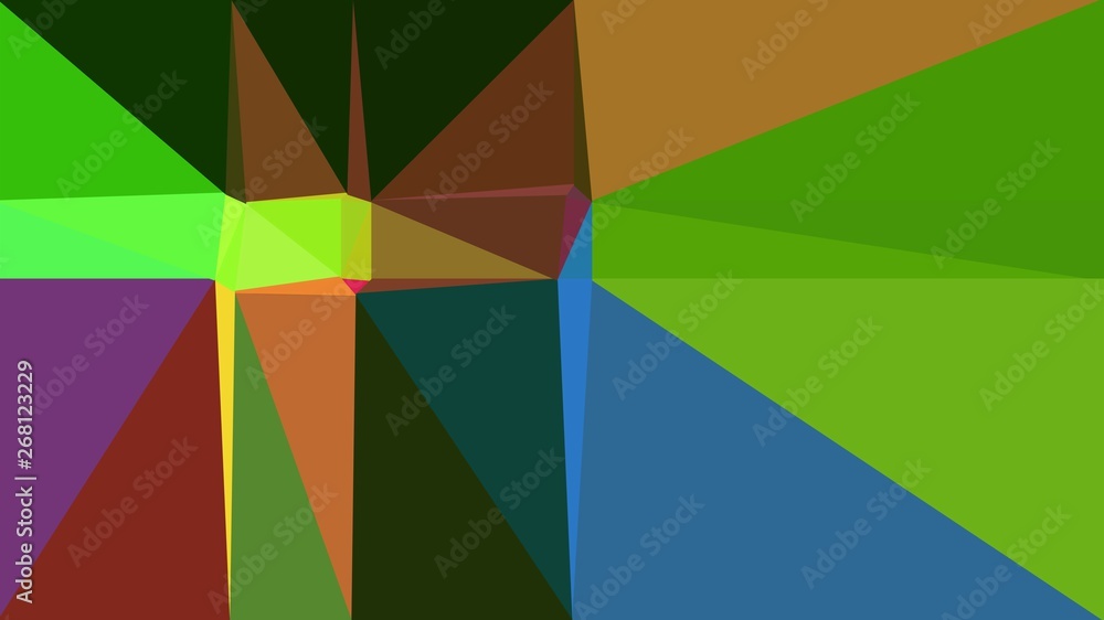 Fototapeta premium olive drab, dark green and teal blue multi color background art. abstract triangle style composition for poster, cards, wallpaper or texture