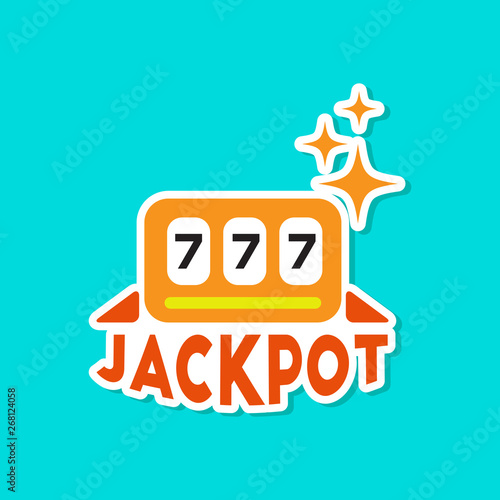 paper sticker on stylish background jackpot Lucky seven
