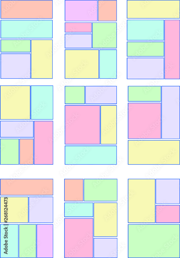Illustration of a pale color cartoon frame set Illustration of a pale color cartoon frame set