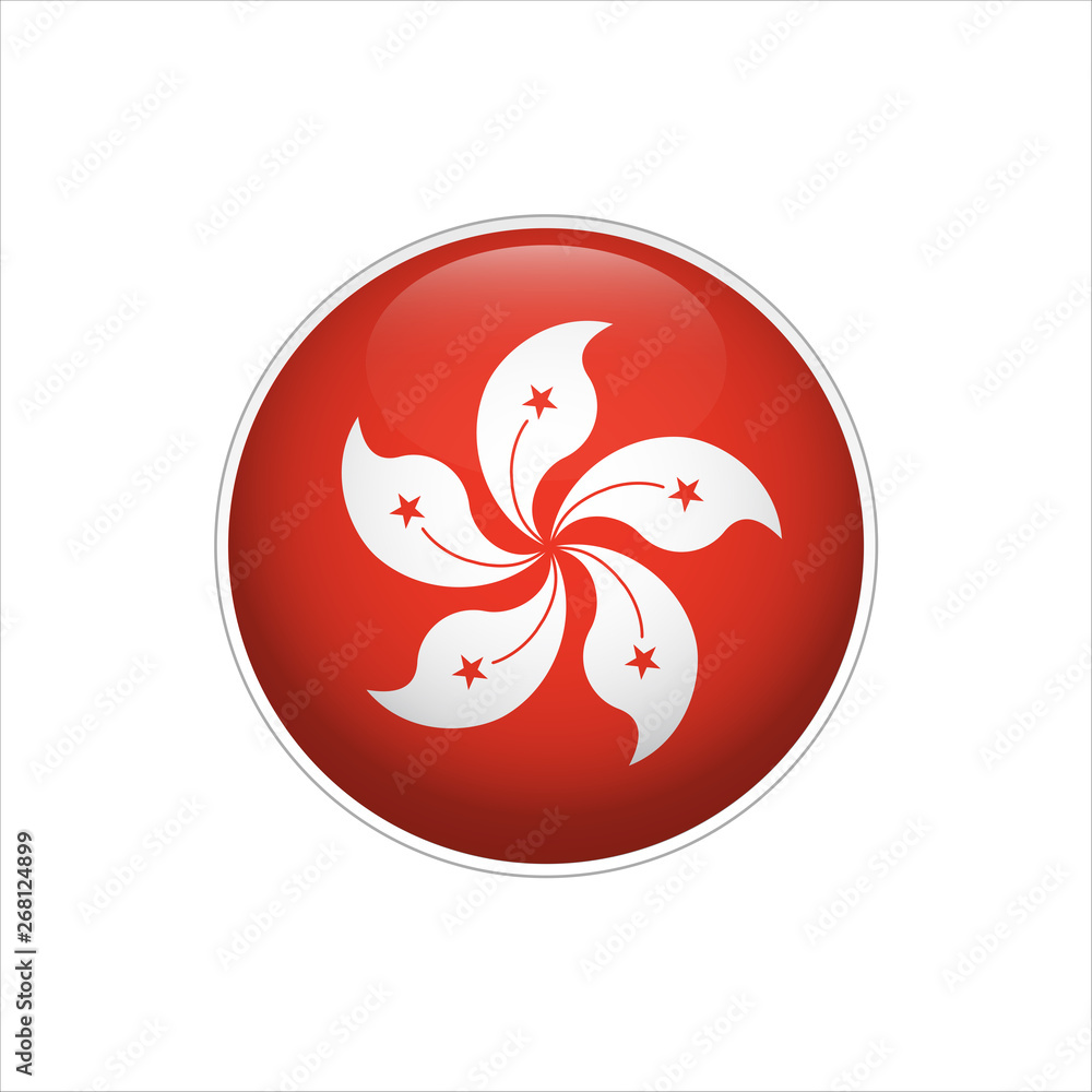 Flag of Hong Kong. Vector illustration. Icon. 3D. Traditional color. Web, Sport. Flag of Hong Kong. Vector illustration. Icon. 3D. Traditional color. Web, Sport.