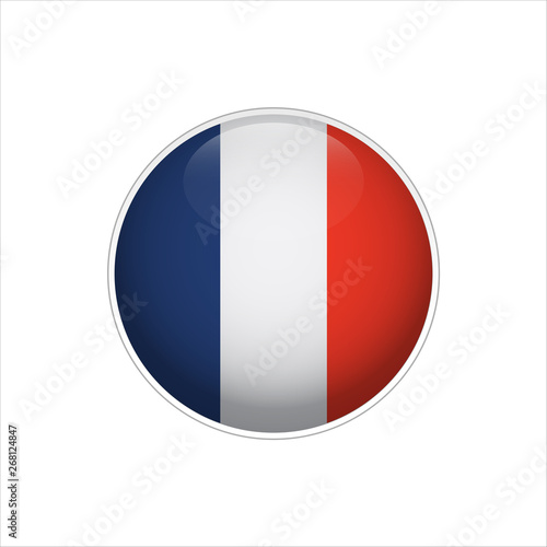 Flag of France. Vector illustration. Icon. 3D. Traditional color. Web, Sport.